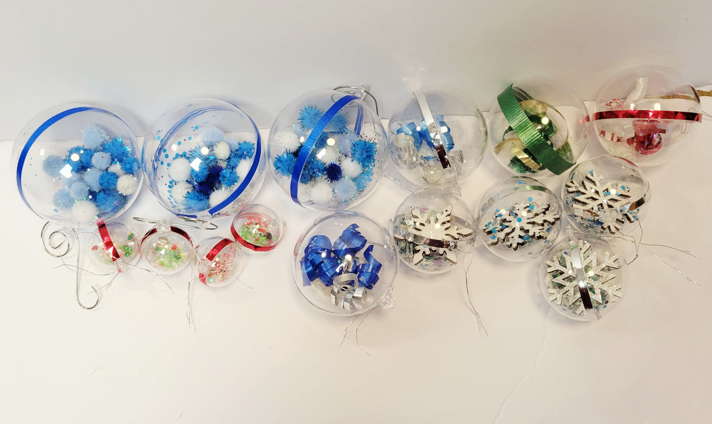 Handmade Decorative Clear Ball Christmas Ornaments- various sizes
