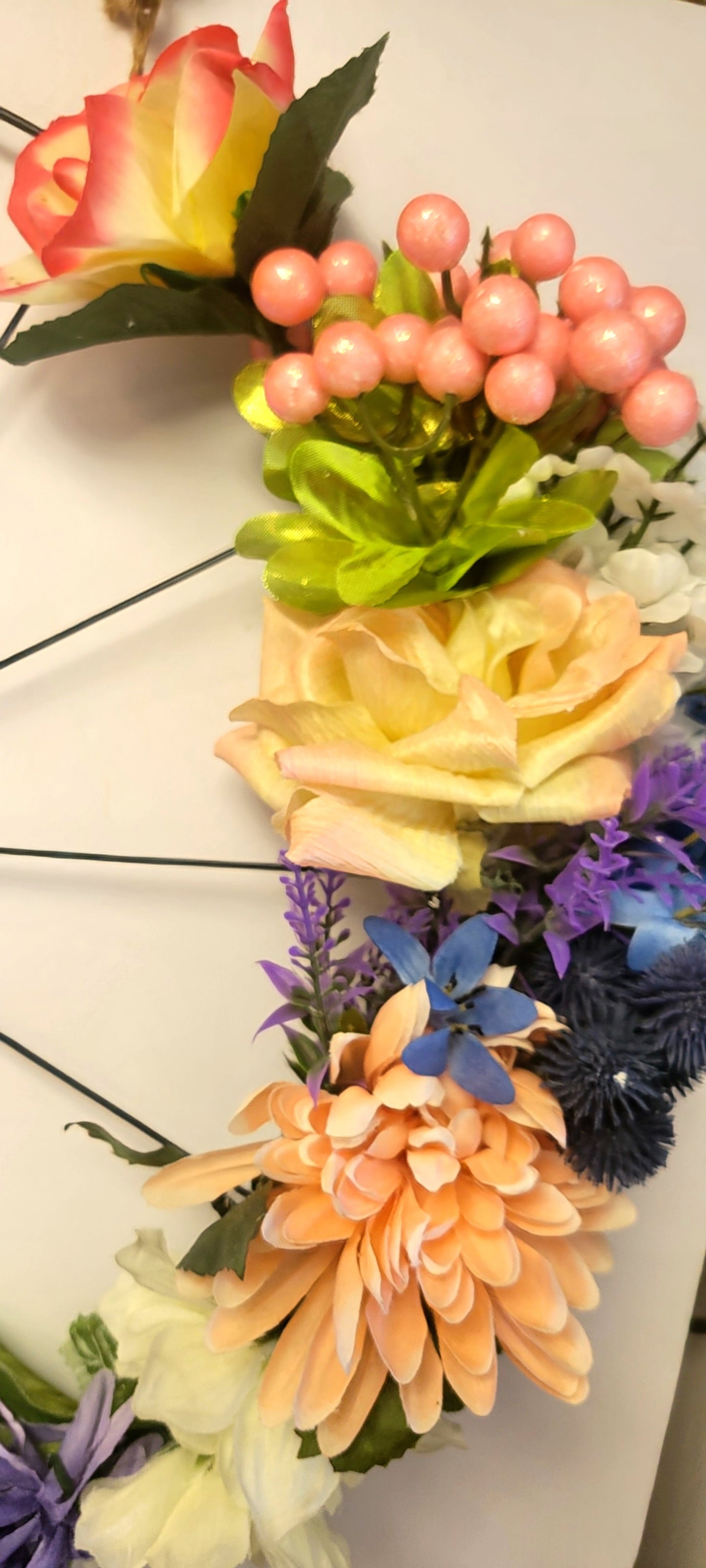 Handmade Bicycle Wheel Flower Wreath: Spring Summer Decor