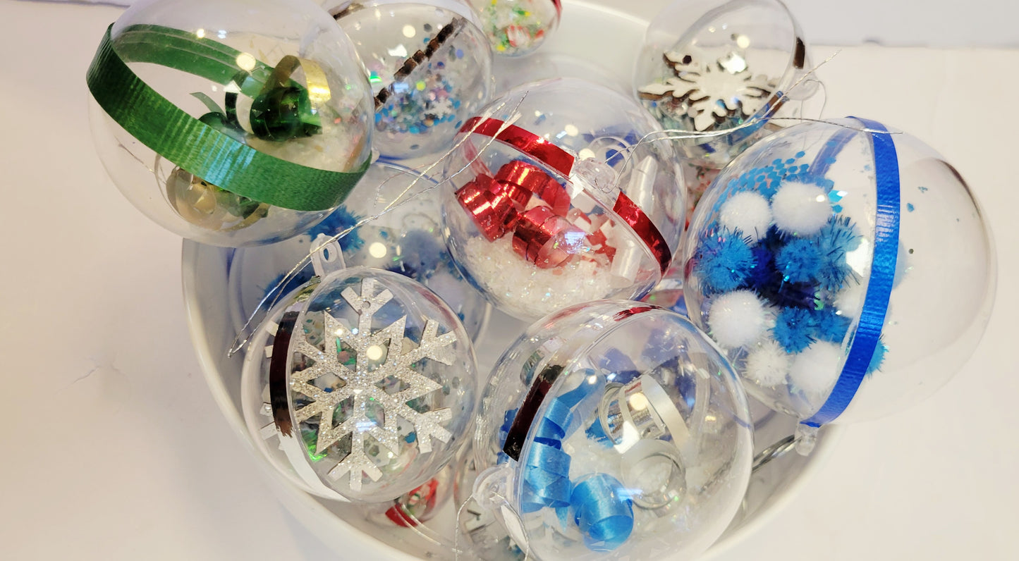Handmade Decorative Clear Ball Christmas Ornaments- various sizes