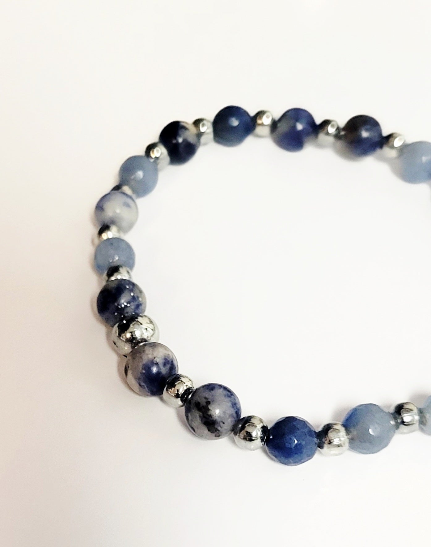 Natural gemstone Sodalite 6mm dainty beaded bracelet 7"