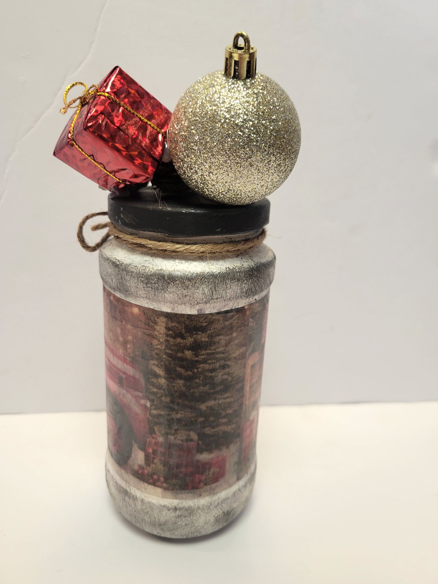 Farmhouse truck rustic glass jar Christmas decor