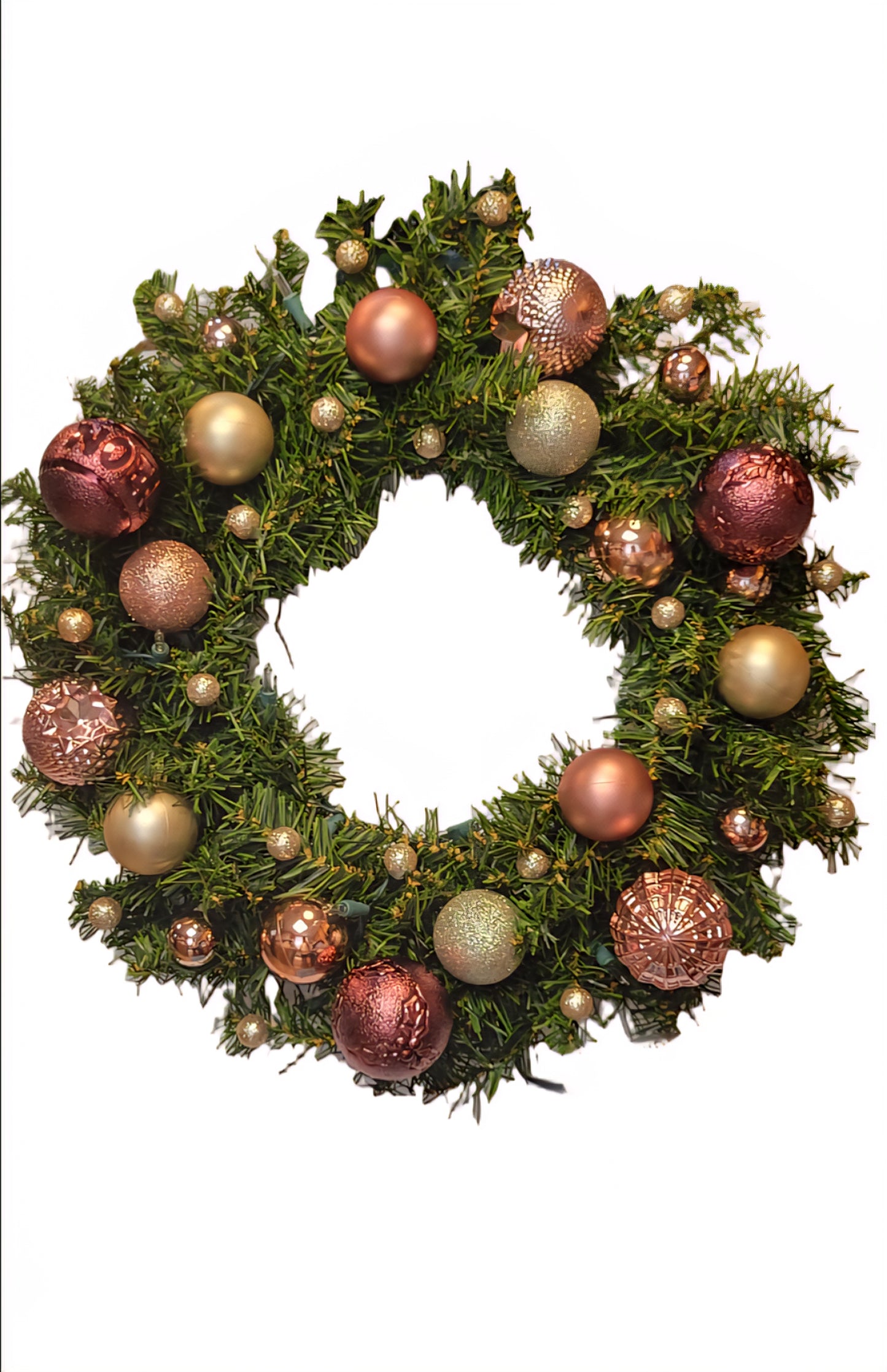 Luxury Pink & Gold Christmas Wreath, 19" Handmade Prelit Holiday Door Decor, Champagne Shimmer, Pastel Pink Noel Sign