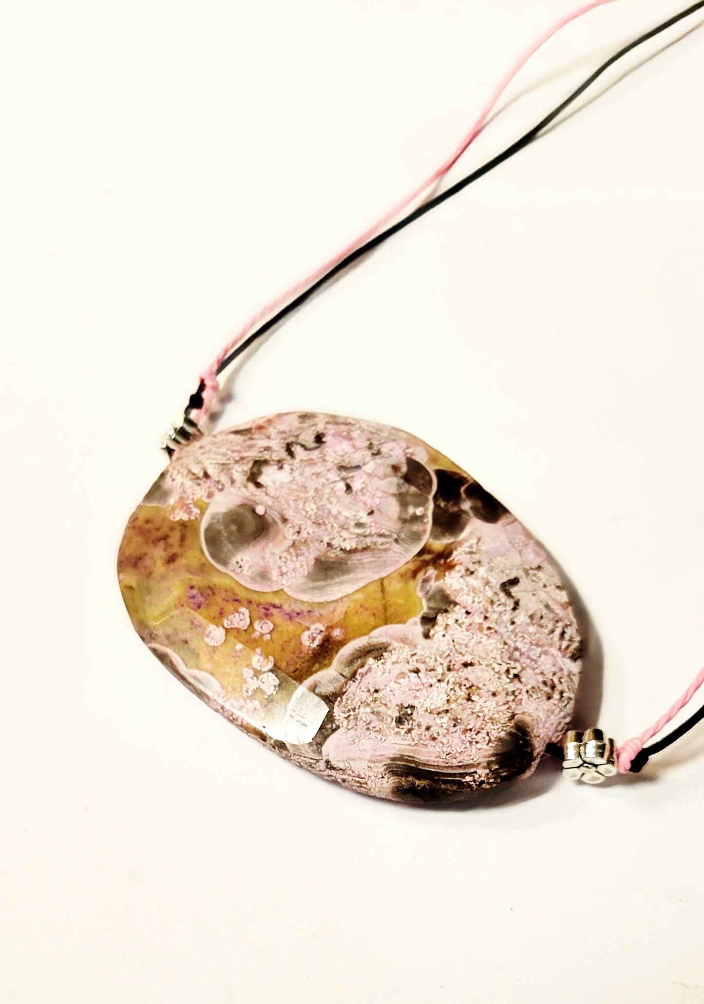 Sakura Cherry Blossom Pendant Double Corded Necklace 18"