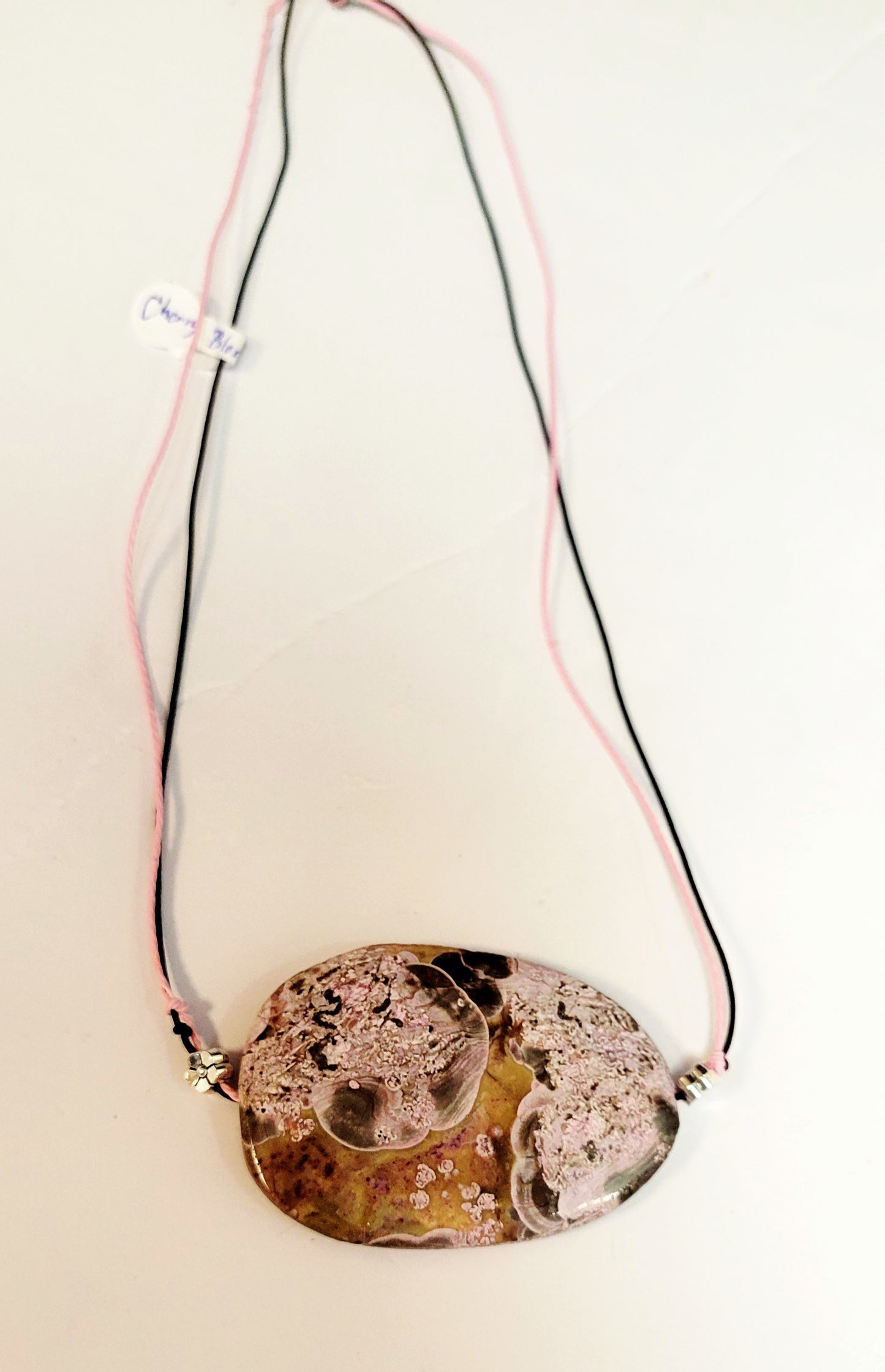 Sakura Cherry Blossom Pendant Double Corded Necklace 18"