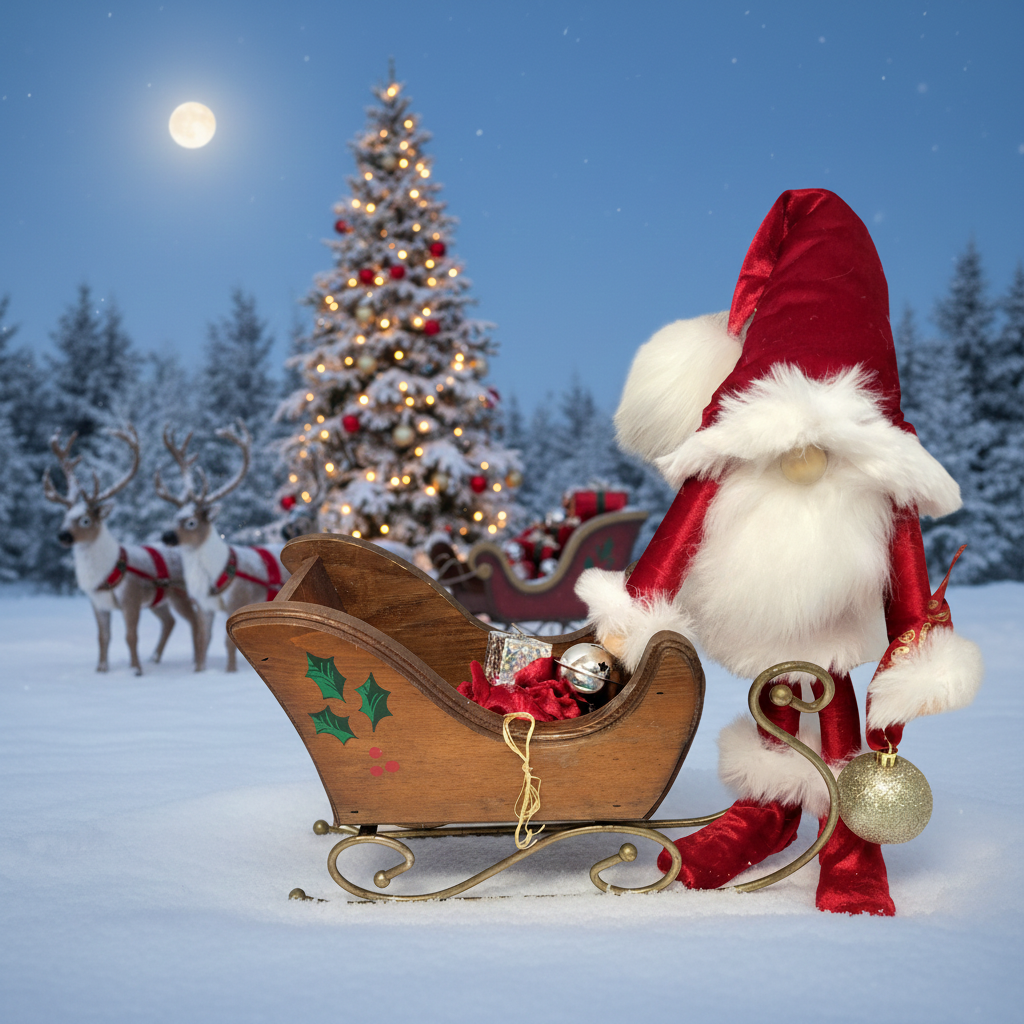 16" Poseable Velvet Santa Gnome