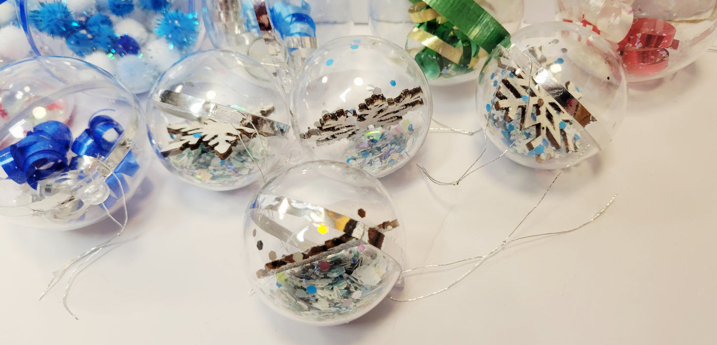 Handmade Decorative Clear Ball Christmas Ornaments- various sizes