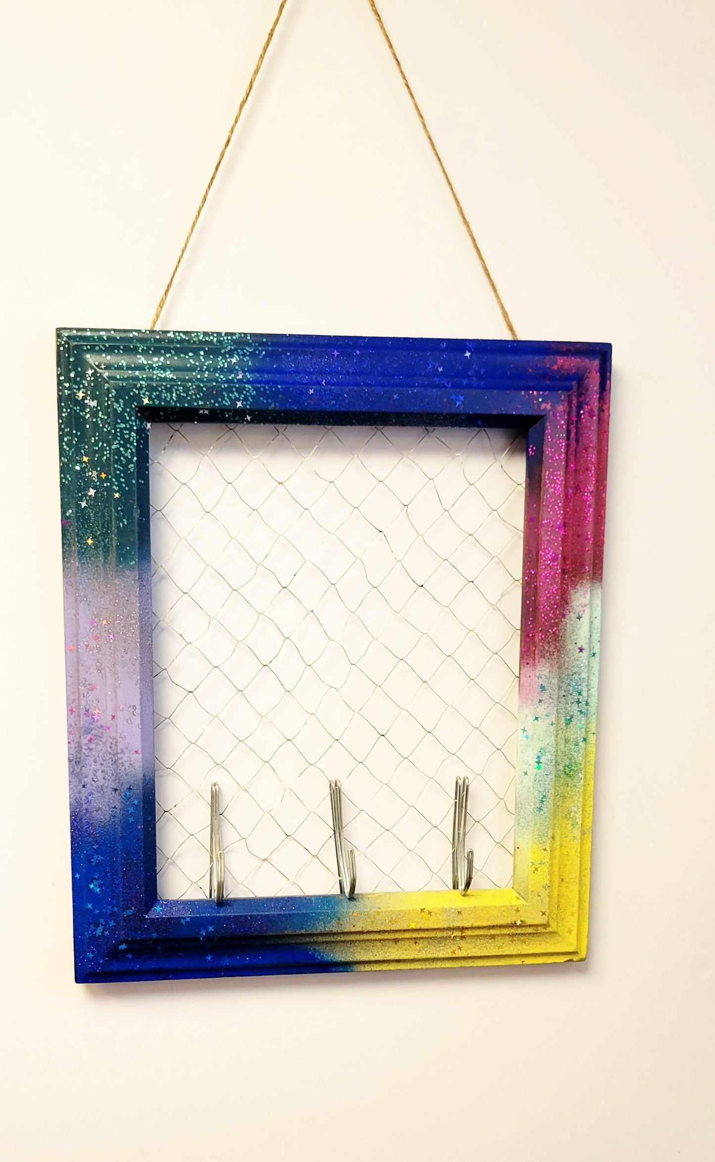 Upcycled photo frame jewelry organizer