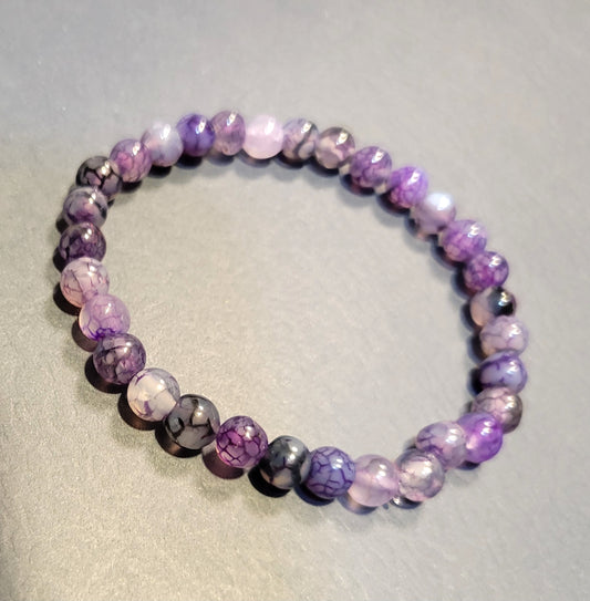 Natural crystal purple dragon vein agate dainty beaded bracelet