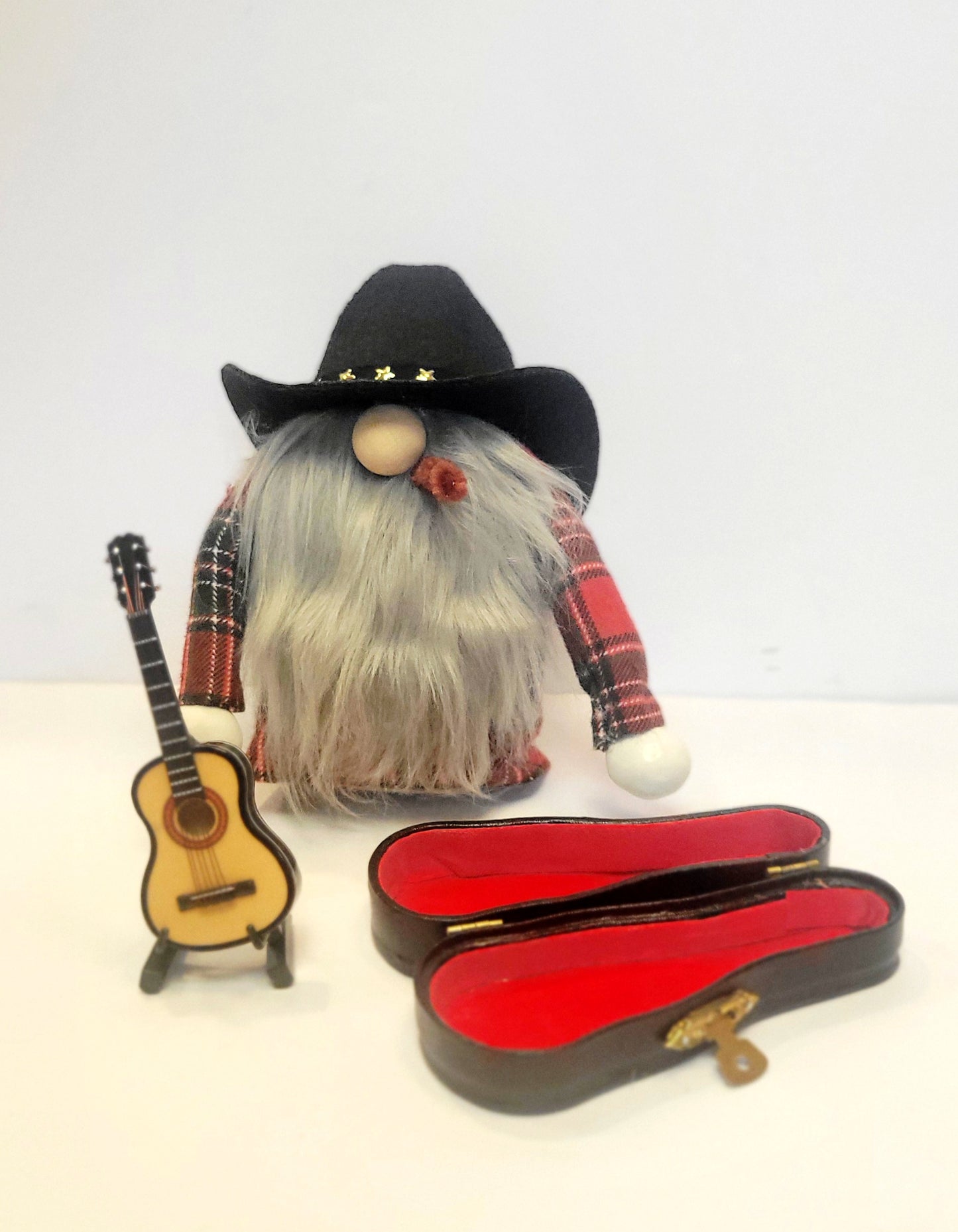 Made to order Cowboy guitar playing gnome/Western Gnome/Cowboy Gonk/Gift for him/Western lover/Shelf Sitter/Tiered Tray Decor