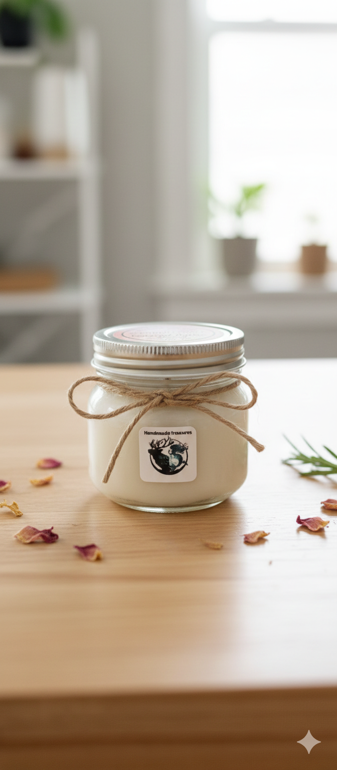 Hand-poured vegan soy wax 8 oz Glass Mason jar candle Various Scents